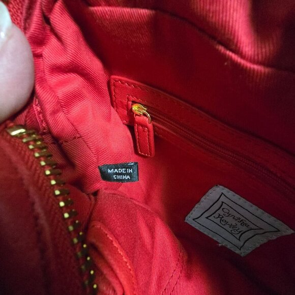 Cynthia Rowley Quilted Red Crossover Handbag With Braided Straps & Gold Hardware - Picture 12 of 15